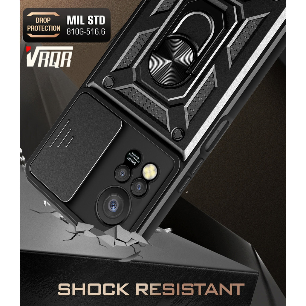 VRQR Para infinix Hot 11s NFC Armadura De Nível Militar Anti Queda Suporte De Anel Magnético Capa De Telefone em Oferta na Shopee