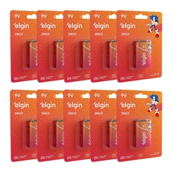 Kit 10 Bateria Pilha Comum Zinco 9v Sensor Brinquedo Elgin