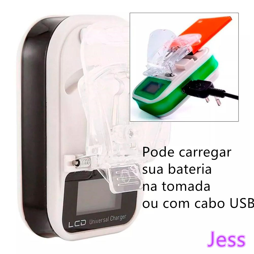 Carregador Universal De Bateria Com Visor Digital LCD Para Celular Camera E Outros