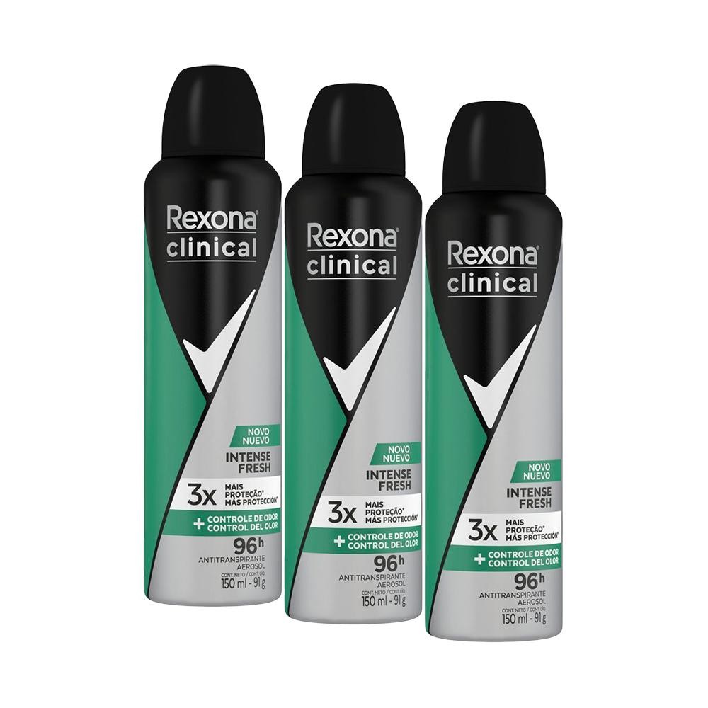 Kit 3 Desodorantes Rexona Clinical Intense Fresh 150ml em Oferta na Shopee