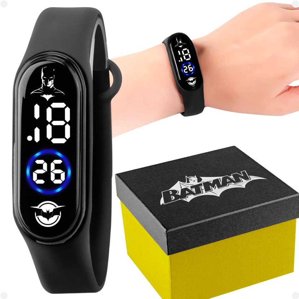 relogio infantil digital prova dagua criança batman + caixa adolescente qualidade premium silicone