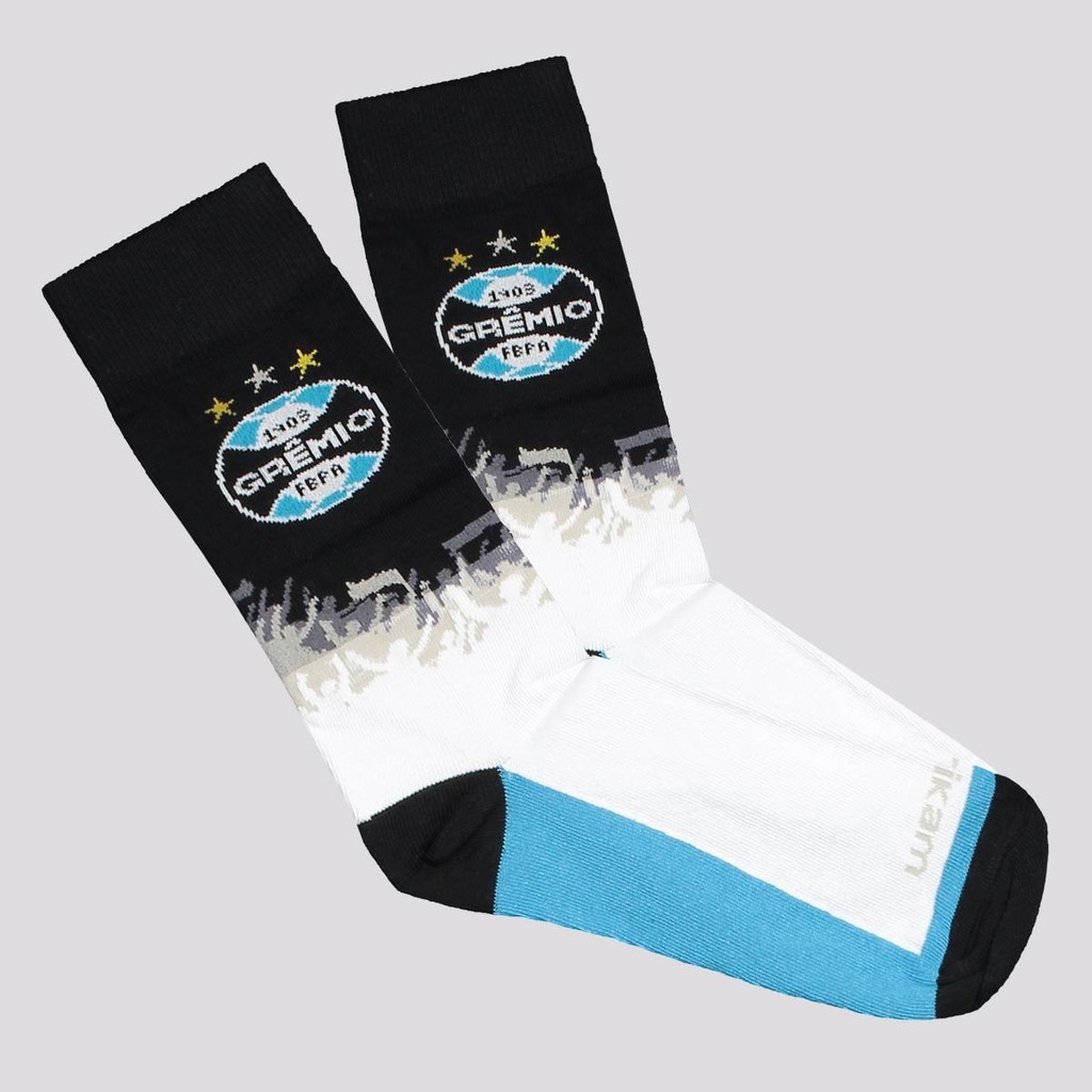 Meia Grêmio Casual Torcida Preta Branca e Azul - Men Clothes
