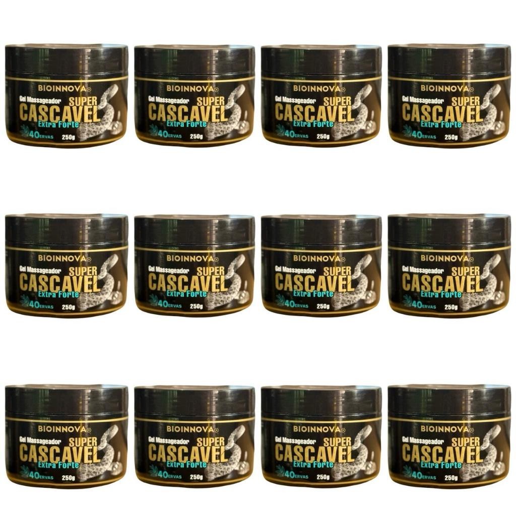 12x Gel Massageador Super Cascavel Extra Forte - 250g (cada) - BioInnova Envio Imediato