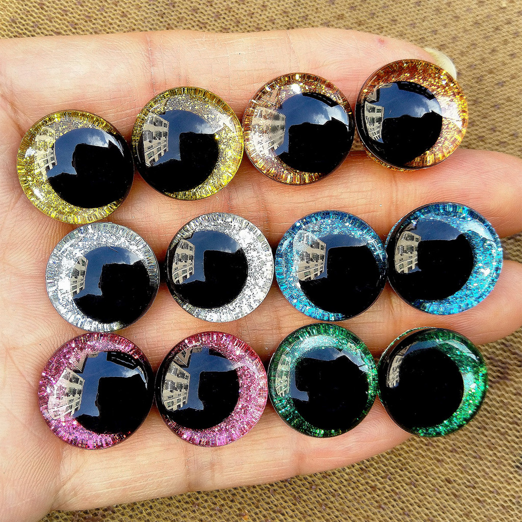 20 Pçs/Lote 3D Glitter Olhos De Segurança Para Brinquedos Amigurumi Trapezoidal Malha Fofinho Feltro Brinquedo De Pelúci