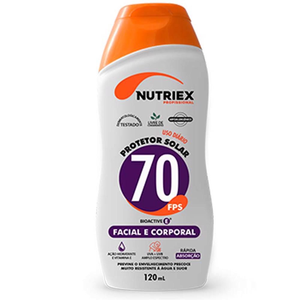 Protetor Solar FPS 70 Facial e Corporal Bisnaga 120ML NUTRIEX em Oferta na Shopee
