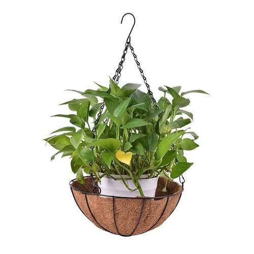 Vaso Pendurar Com Pendente De Ferro Decoração Fibra Coco 20cm Vaso Para Colocar Plantinhas em Oferta na Shopee