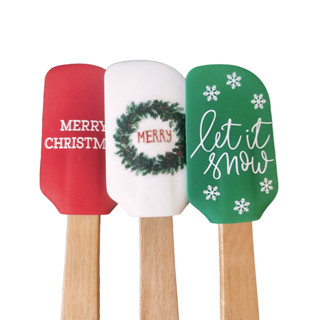 Kit com 3 Espátulas de Silicone de Natal
