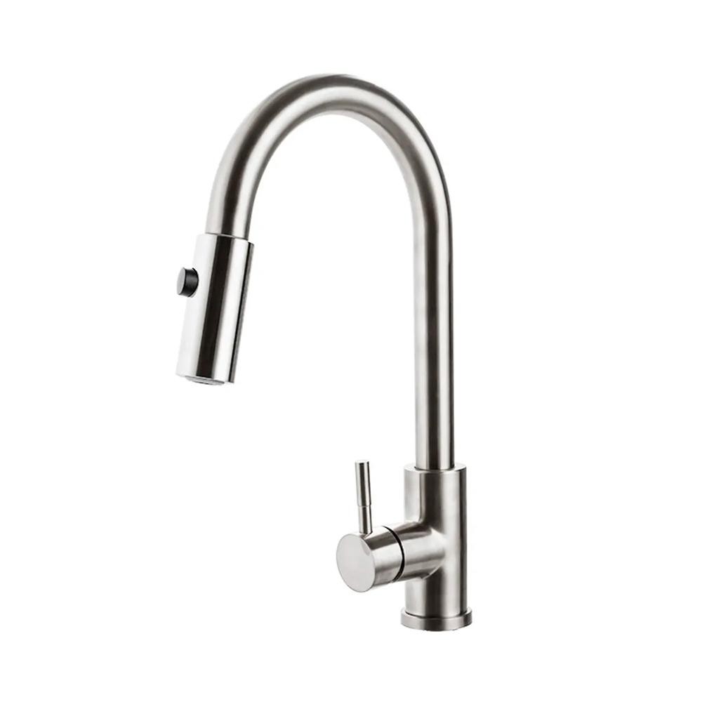 Torneira Para Cozinha Gourmet Misturador Monocomando Em Aço Inox 304 Escovado Muru Pingoo.casa - Prata