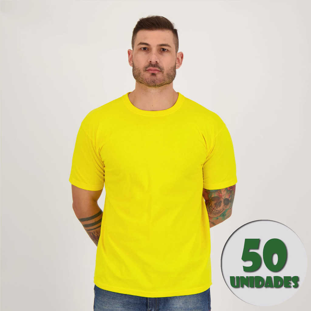 Kit 50 Camisas Dras Basica Amarela