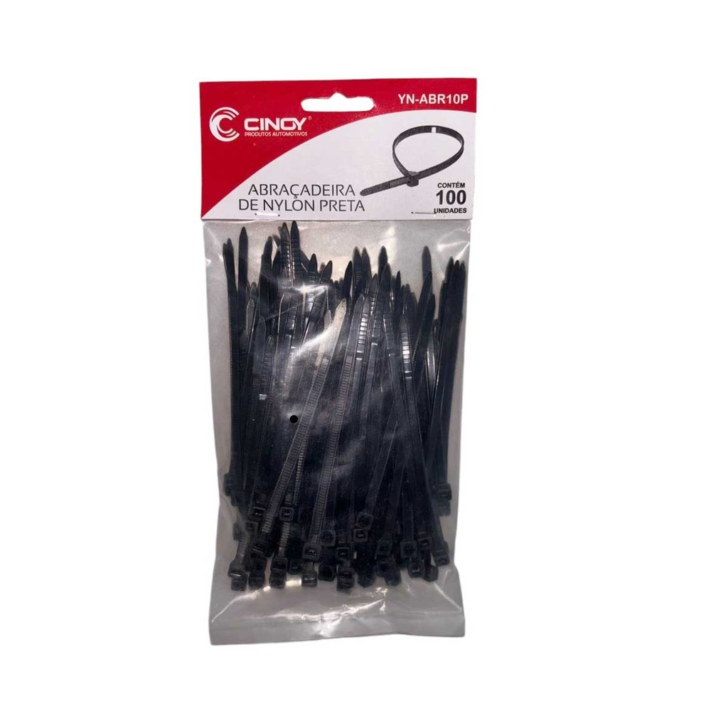 Abracadeira de Nylon PRETA (Enforca Gato) 10x3.6 cm - 100 Unid