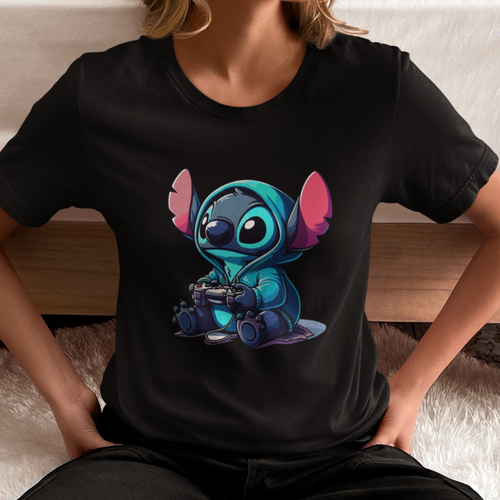 Camiseta Feminina Promoção Personagem Stitch 100% Algodão Super Confortavel T-Shirt Camisa Blusa Roupa Serie Masculina Unisex Desenho Anime Tumbler Estilosa Masculino Lilo & Stitch