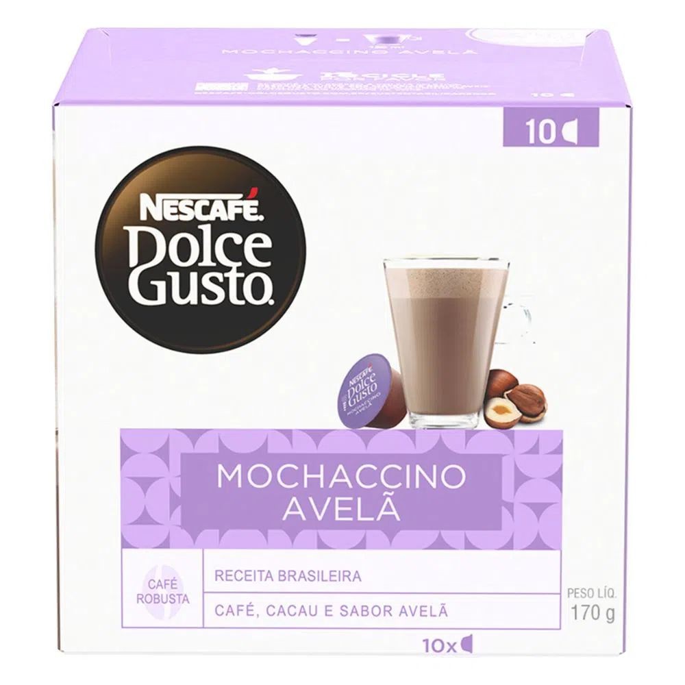 Cápsula Mochaccino Avelã  Com 10 Unidades Dolce Gusto 170g em Oferta na Shopee