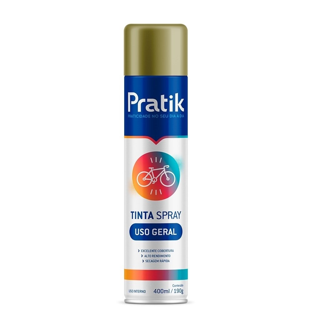 Tinta Spray Pratik Uso Geral Dourado 400ml - Home & Living