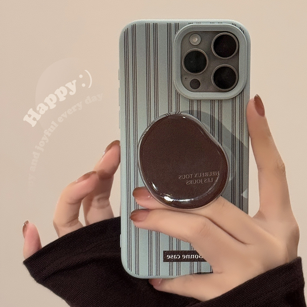 Alta Qualidade Tela Cheia Listra vertical Tridimensional Marrom Suporte anti-Queda Caso De Telefone tpu Para apple iphone12 13 14 15 16pro max plus