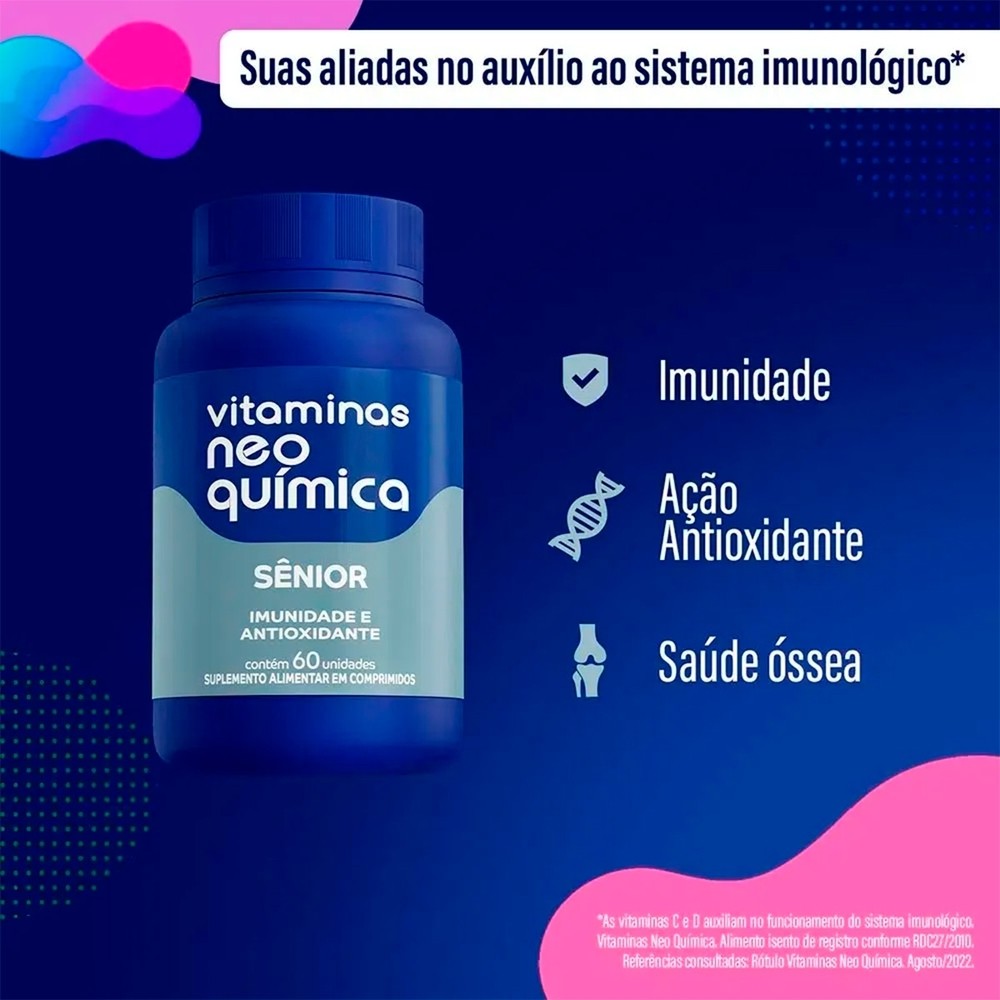 Detalhes do Kit 2 und Vitaminas Neo Química Sênior 60 Comprimidos