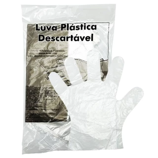 Luva Descartavel Plastica Pacote Com 100 Unidades