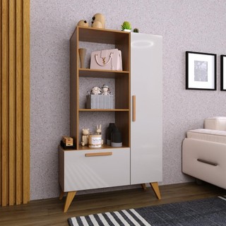 Estante Multiuso 80cm 1 Porta 1 Gaveta Atenas Fidelitá Freijó/Off-White em Oferta na Shopee