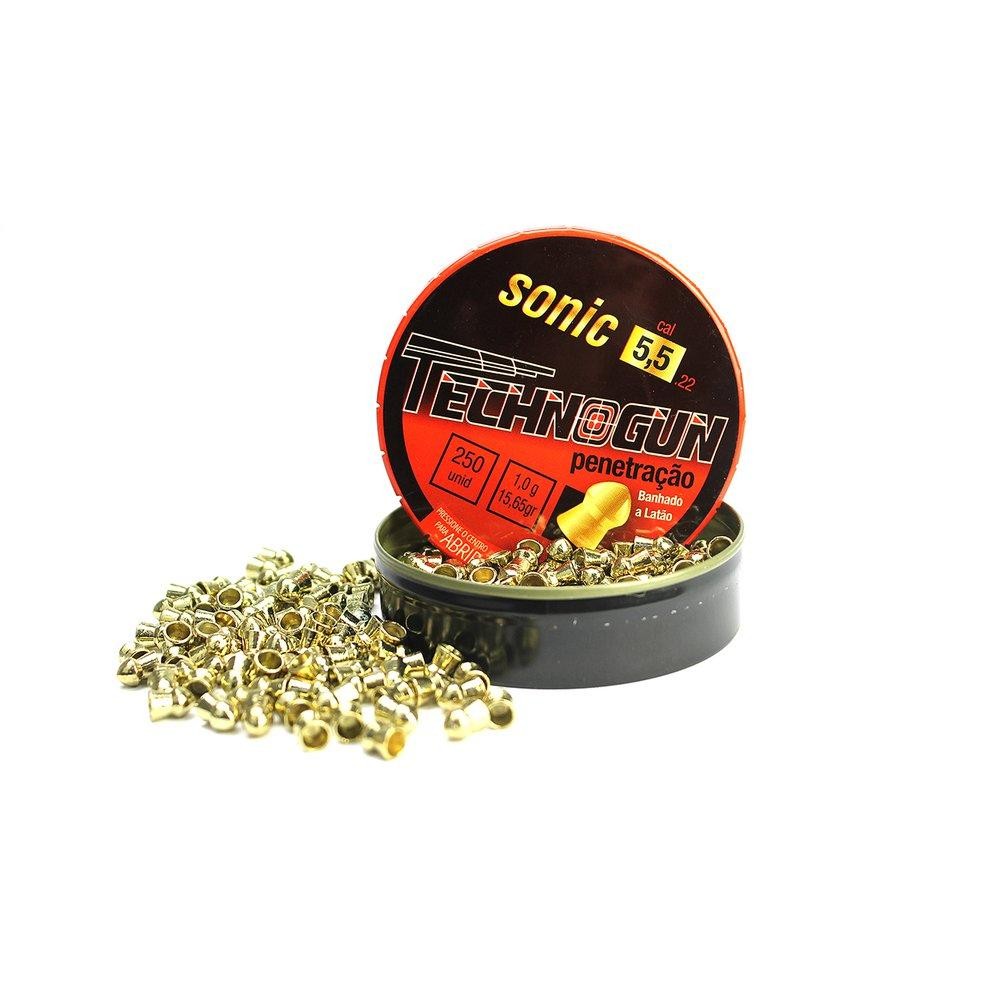 Chumbinho Sonic Gold Latonado - Calibre 5,5 Mm - Com 250 - Sports & Outdoors