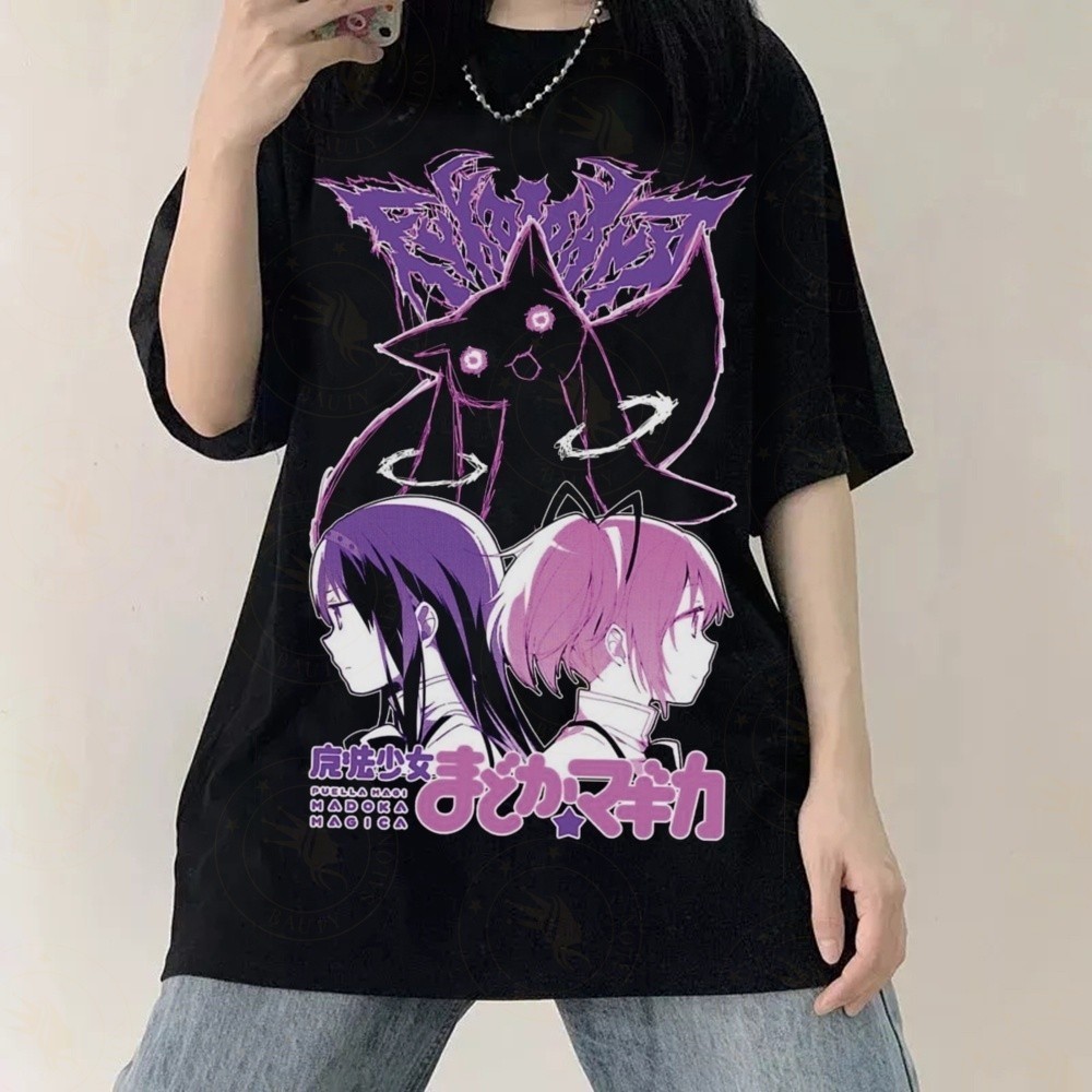 2026 Camiseta De Algodão Preta Puella Magi Madoka Magica Homura Akemi Madoka Kaname Unissex Street Style em Oferta na Shopee