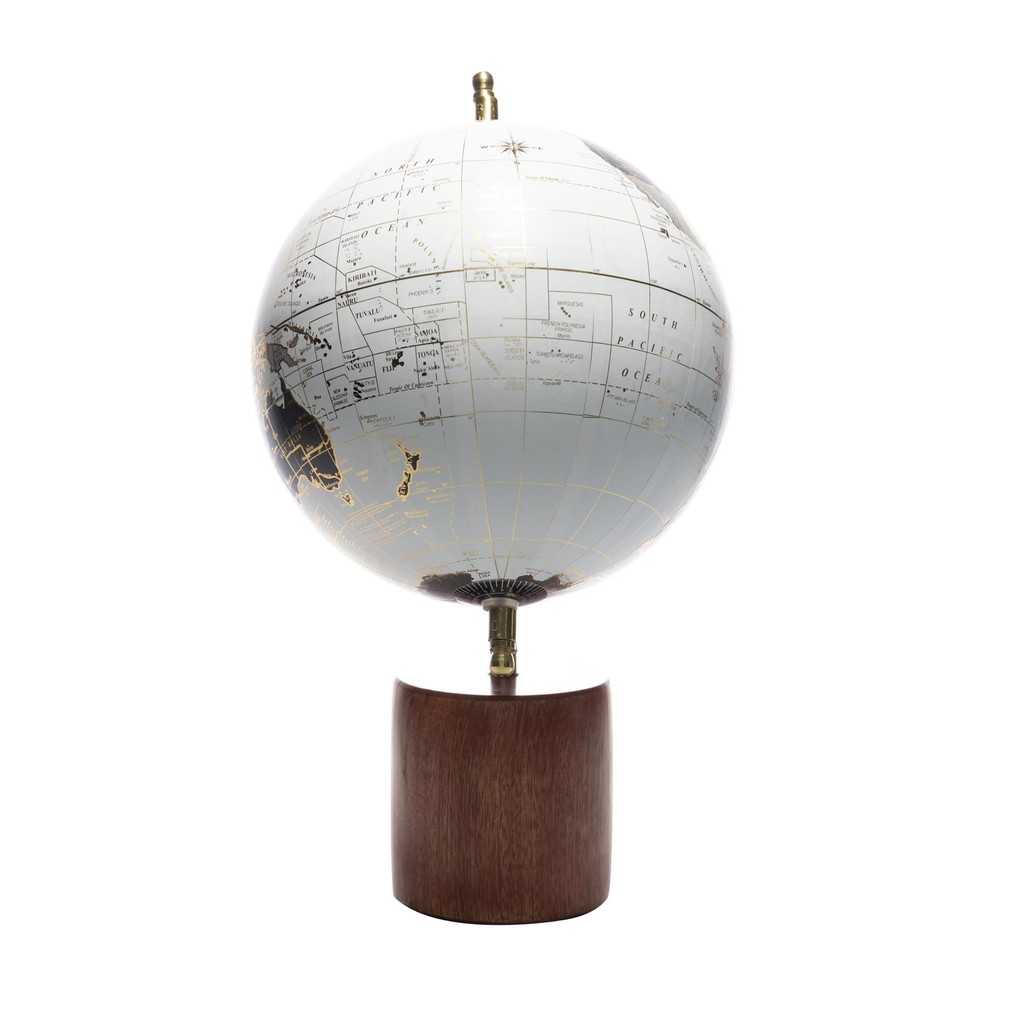 Globo Decorativo Wolff de Plástico e Madeira Branco - Home & Living