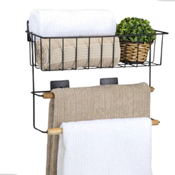 Porta Toalha Toalheiro Duplo Banheiro Multiuso Fixação Dupla Face Eco Design Preto Arthi