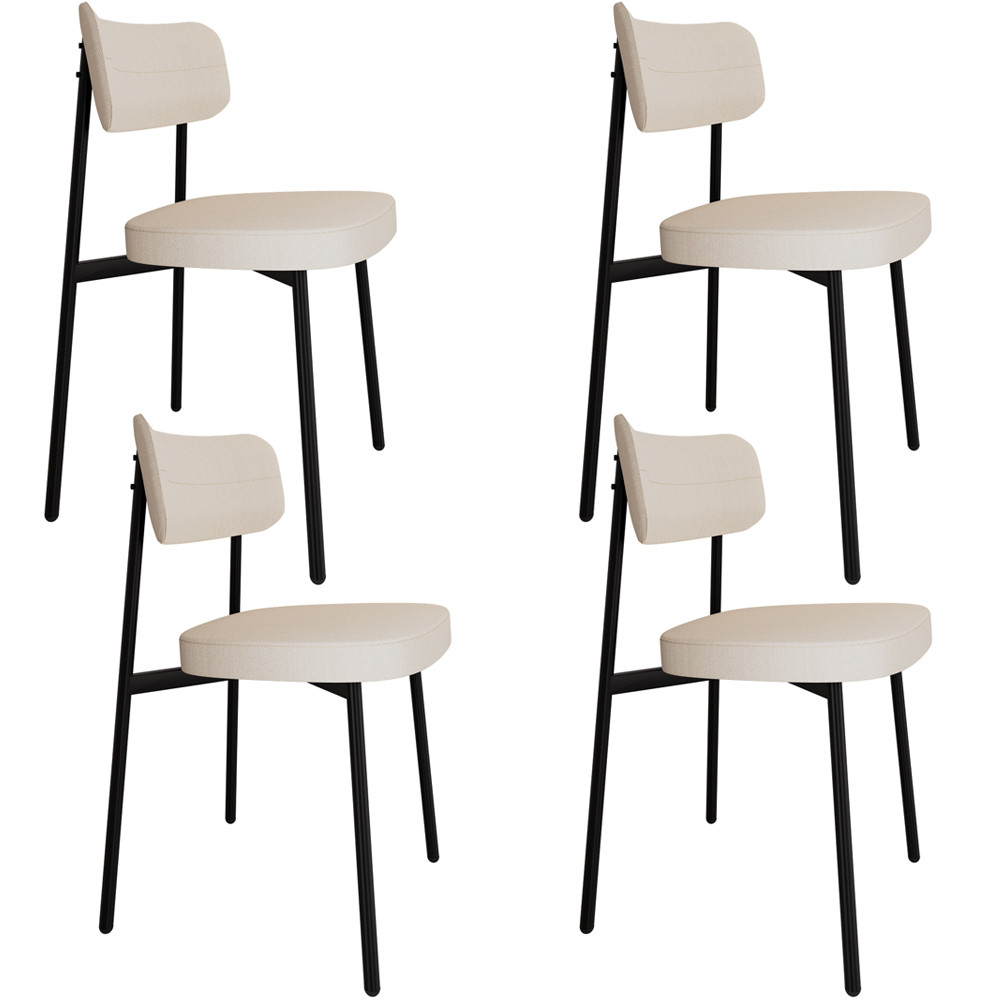 Kit 04 Cadeiras Estofada Para Sala de Jantar Astrid Preto C01 Linho Palha - Lyam Decor em Oferta na Shopee