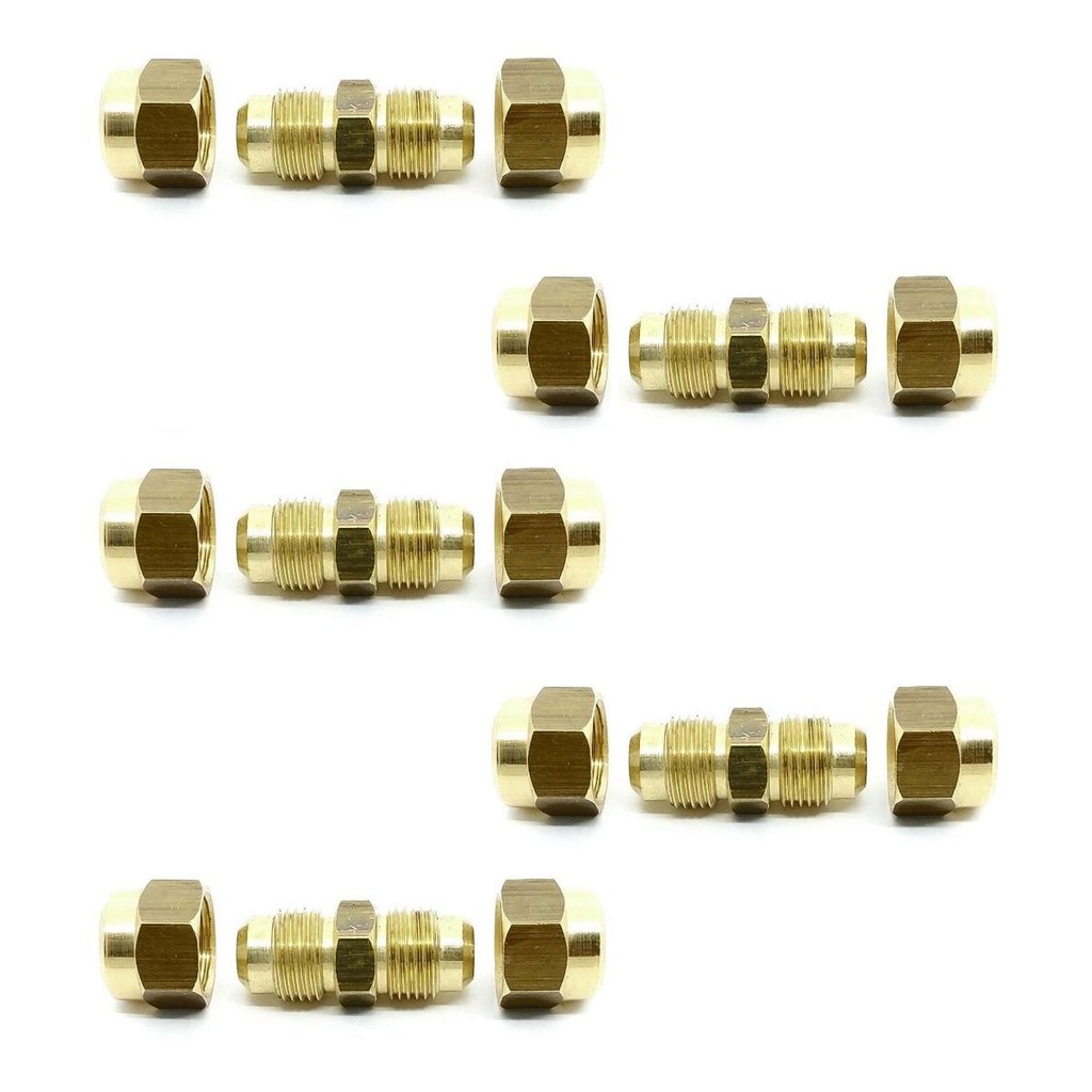 Kit 05 União Niple Latão 5/8 SAE Tubo Cobre c/ Porcas