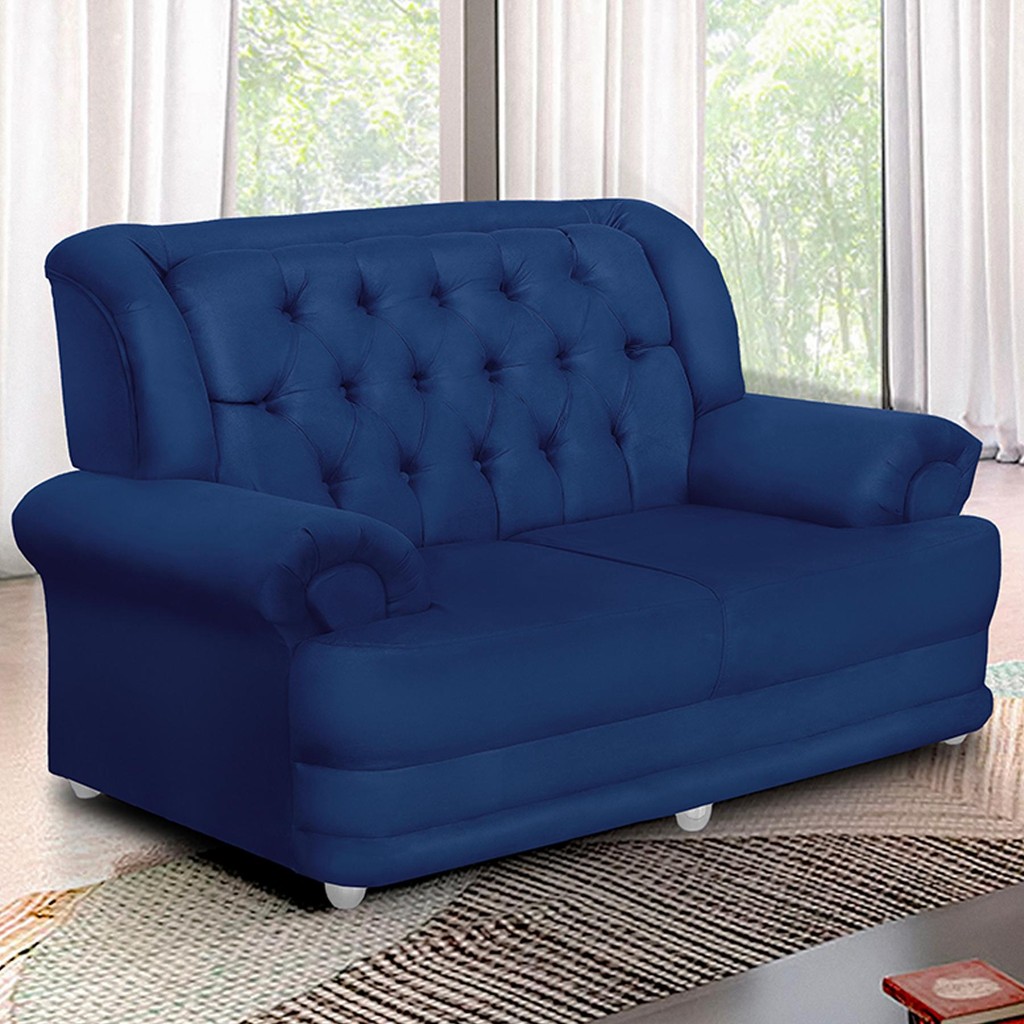 Sofá 1,50m 2 Lugares Suede Finlândia Azul