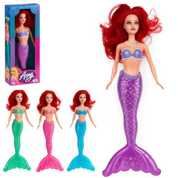 Boneca Amy Sereia Rainbow Tipo Princesa Luz Cor e Fantasia Brinquedo Criança