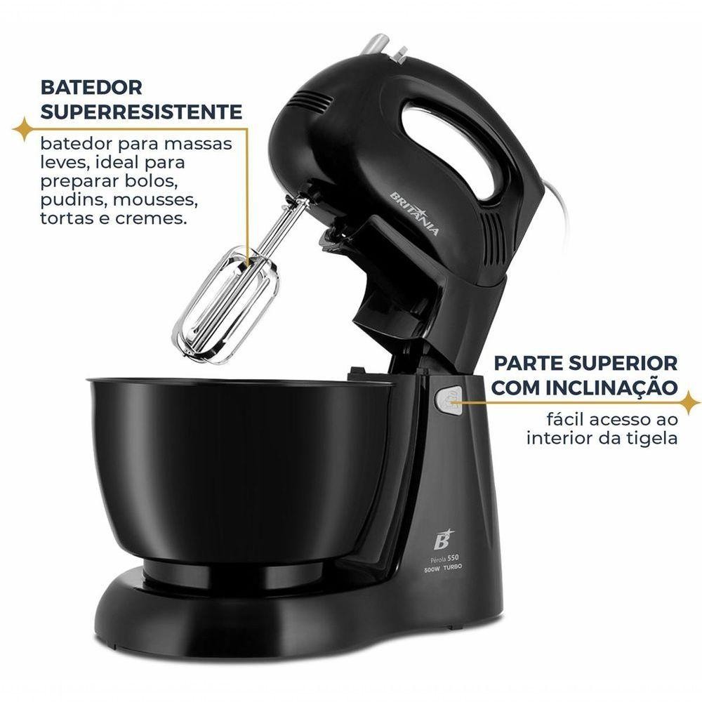 Batedeira Britânia Pérola 550 Turbo Tigela Para 4,3L 500W 220V · foto 2