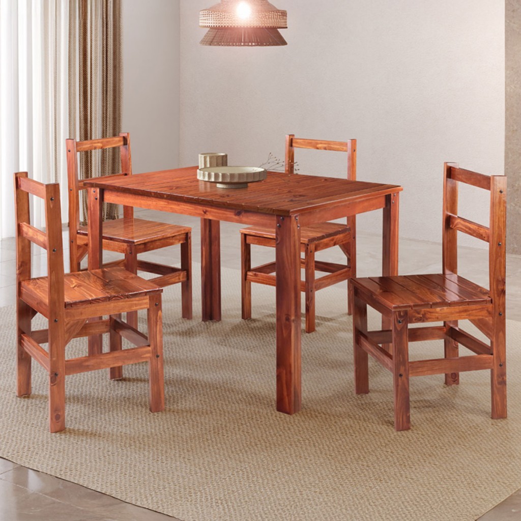 Mesa de Jantar 4 Lugares Cherry Madeira Maciça Mogano - Pnr Móveis em Oferta na Shopee
