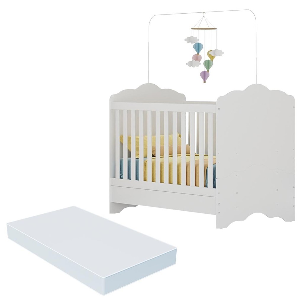Berço Americano 3 em 1 com Colchão Incluso 3 anos de Garantia Nuvem Multimóveis MP4385 em Oferta na Shopee