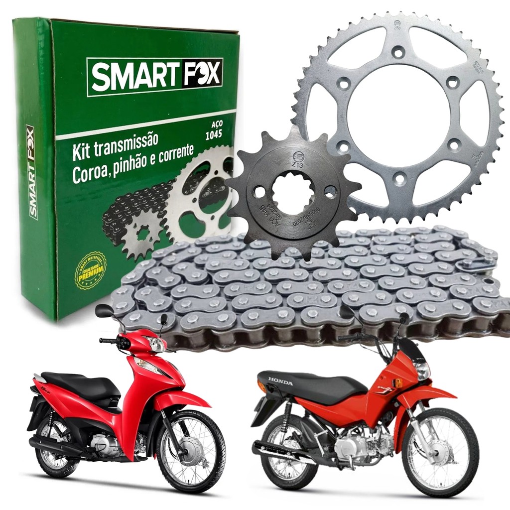 Kit Relação Transmissão Pop 100 2007 2008 2009 2010 2011 2012 2013 2014 2015