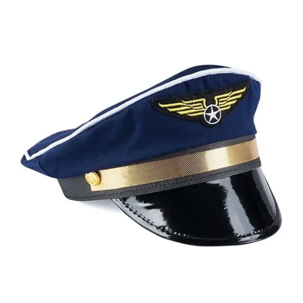Quepe Piloto Avião Aviador Adulto 23cm X 16cm Fantasia Festa