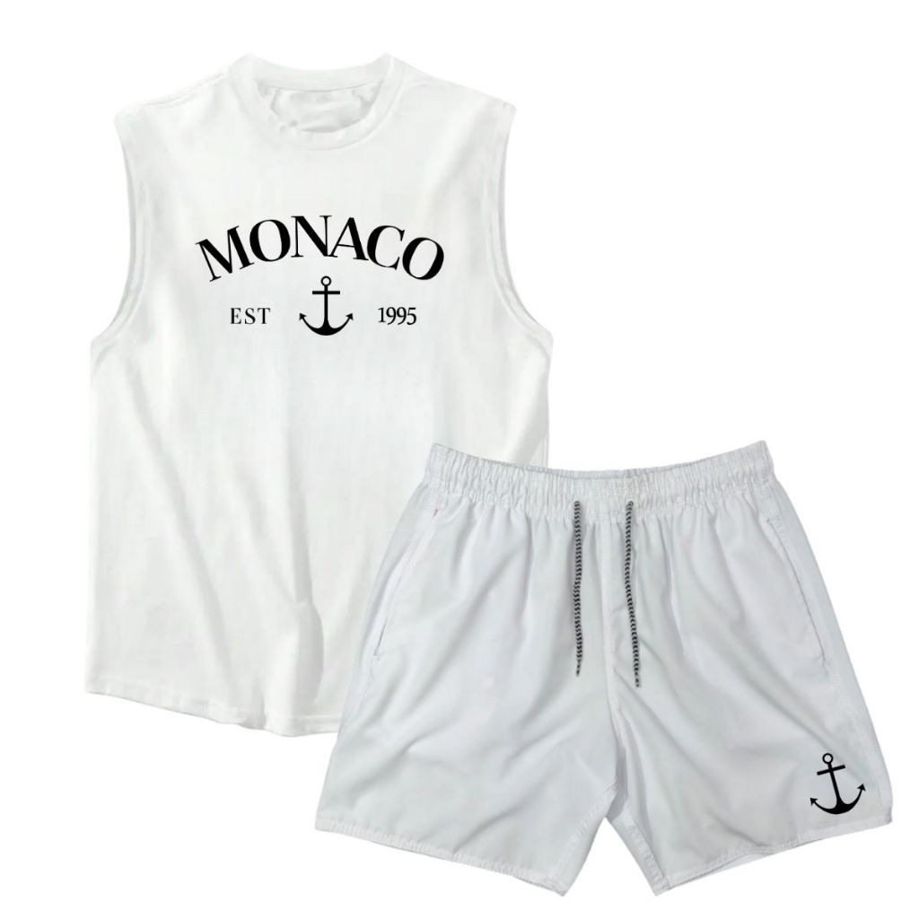 Kit Masculino Regata + Short Tactel Moda Praia Conjunto Estiloso Verão Confortavel