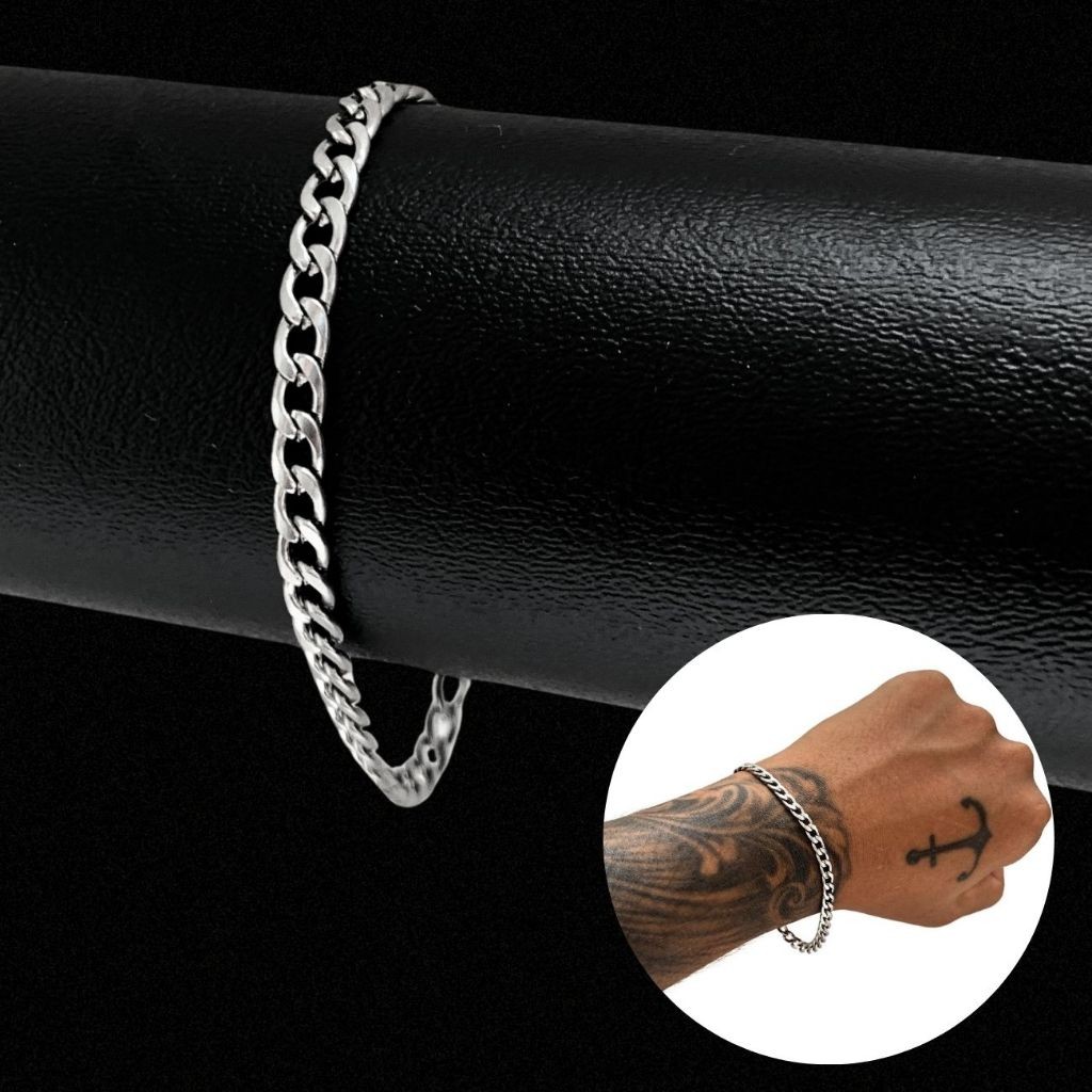 Pulseira Masculina Grumet Italiana 4mm Aço Inox Legitimo em Oferta na Shopee