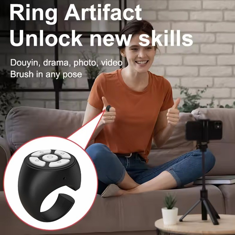 Controle Remoto De Anel Bluetooth-De Dedo Recarregável-Obturador Câmera-Virador De Página Inteligente-Controlador Sem Fi
