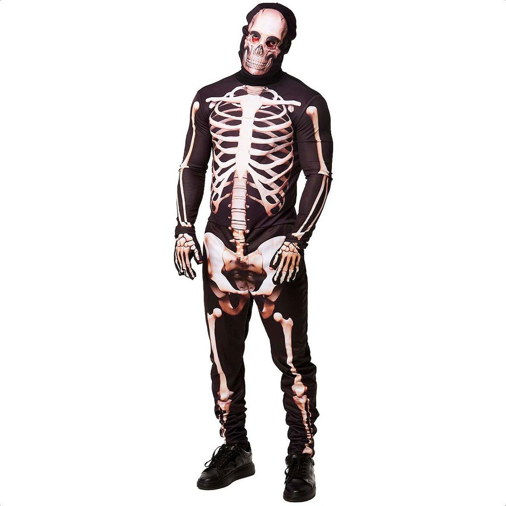 Fantasia de Halloween Adulta Masculino Luxo Esqueleto Com Máscara e Luvas em Oferta na Shopee
