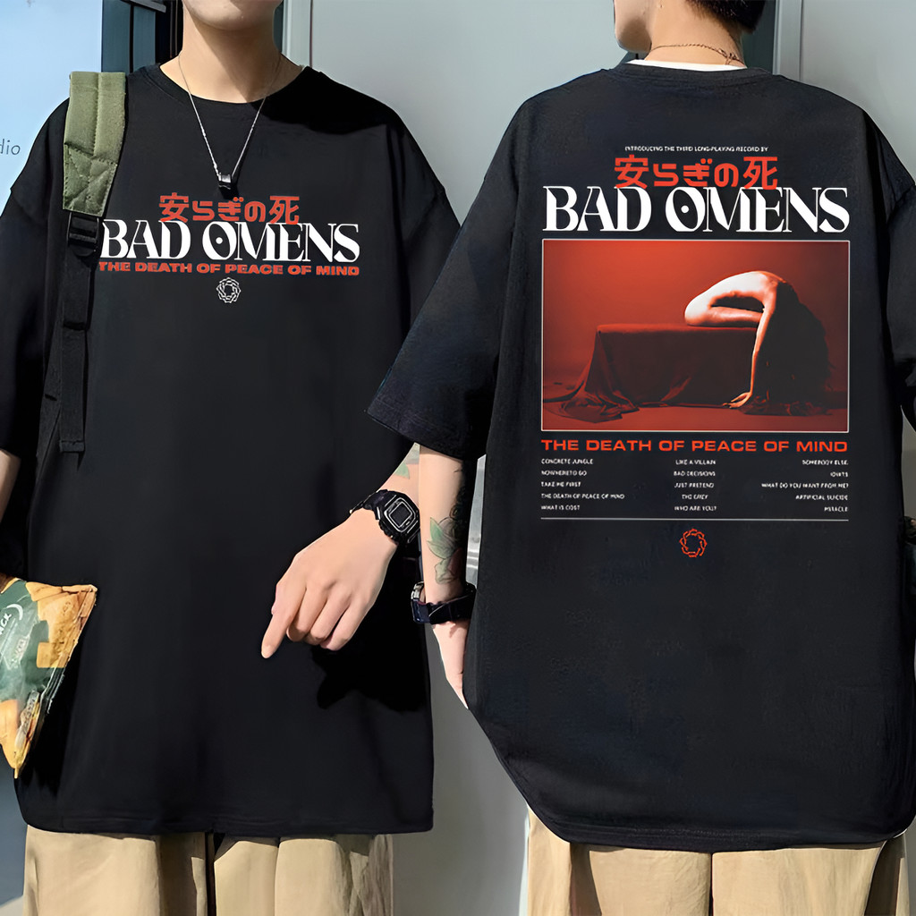 Camiseta Unissex Oversized Plus Size Feminina Masculina Street Bad Omens Peace Of Mind Album Rock Blusa Unissex Streetwe em Oferta na Shopee