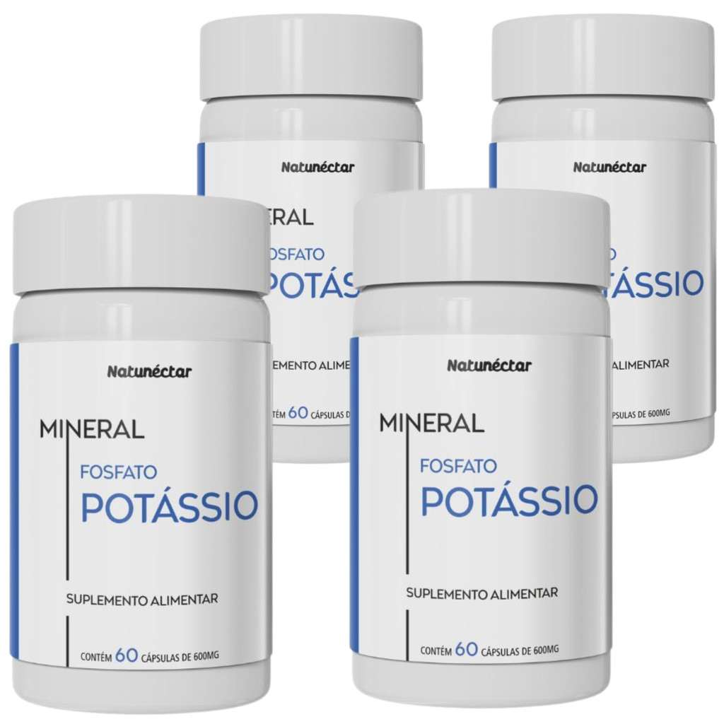 Kit 4 Potassio Puro 100% Natural Suplemento Alimentar Original Natunectar Vitamina Magnésio 240 Cáps em Oferta na Shopee