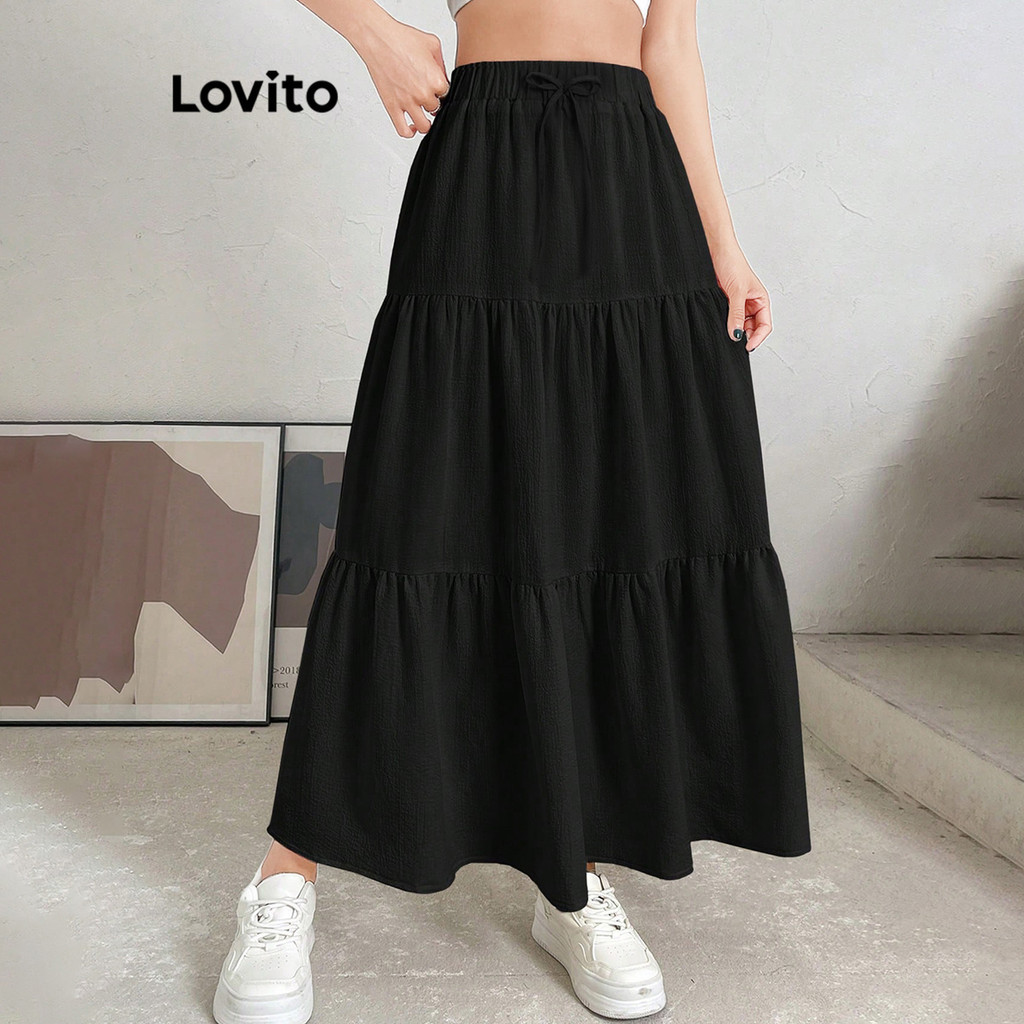 (Trendy) Lovito Saia casual de estrutura simples para mulheres L118ED149 em Oferta na Shopee