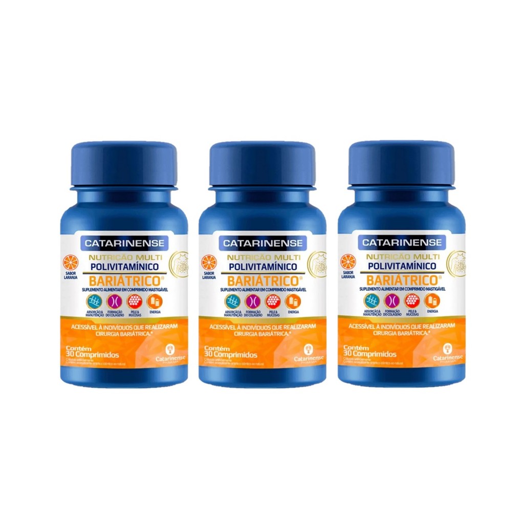 Kit 3 Polivitamínico Bariátrico Laranja 30 Comp Catarinense