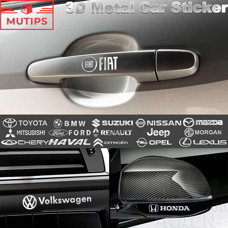 【MUTIPS】Adesivo De Metal 3D Para Carro , Logotipo Do Emblema Interior , Espelho Retrovisor , Decoração De Janela em Oferta na Shopee