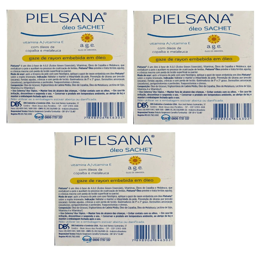 Kit 3x Curativo Rayon Com Age 7,5cm X 7,5 Pielsan Un Dbs