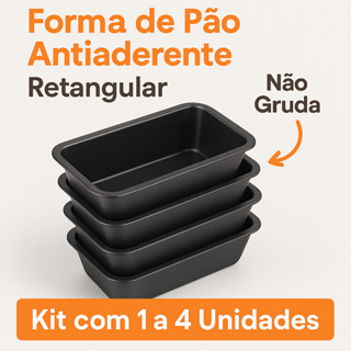 Forma de Pão Antiaderente Retangular – Kit 1 a 4 Unidades para Bolo Inglês e Pudim em Oferta na Shopee
