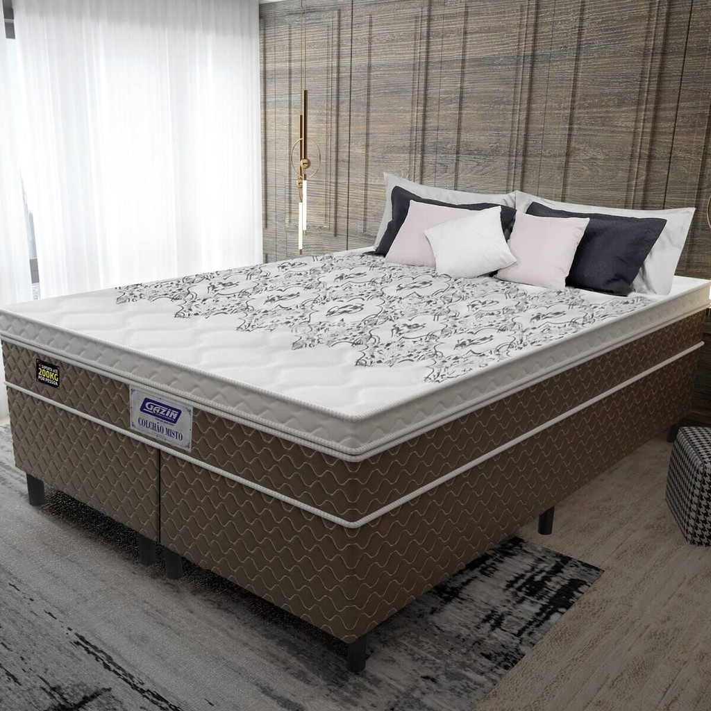 Cama Box Conjugado Queen com Colchão (158x67x198) Stone Plus Gazin CR35342 em Oferta na Shopee