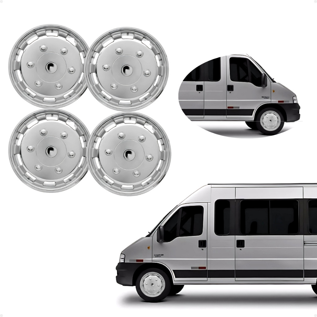 Jogo Calota Roda Aro 15 Vans Cromado Ducato Master