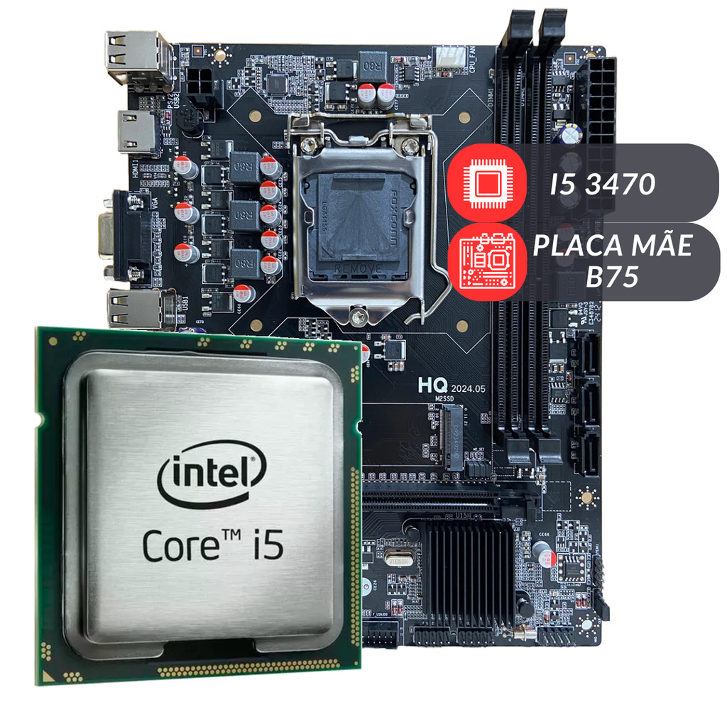 Kit Upgrade Para Estudos e Escritório Intel I5 3470 Placa Mãe B75M Barato Sem memória E Sem Cooler