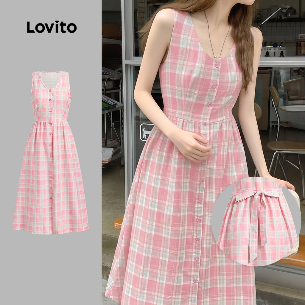 Lovito Vestido Casual Férias Amarração Nas Costas Modelagem Estruturada Primavera/verão Ideal Para Mulheres L142ED017 em Oferta na Shopee
