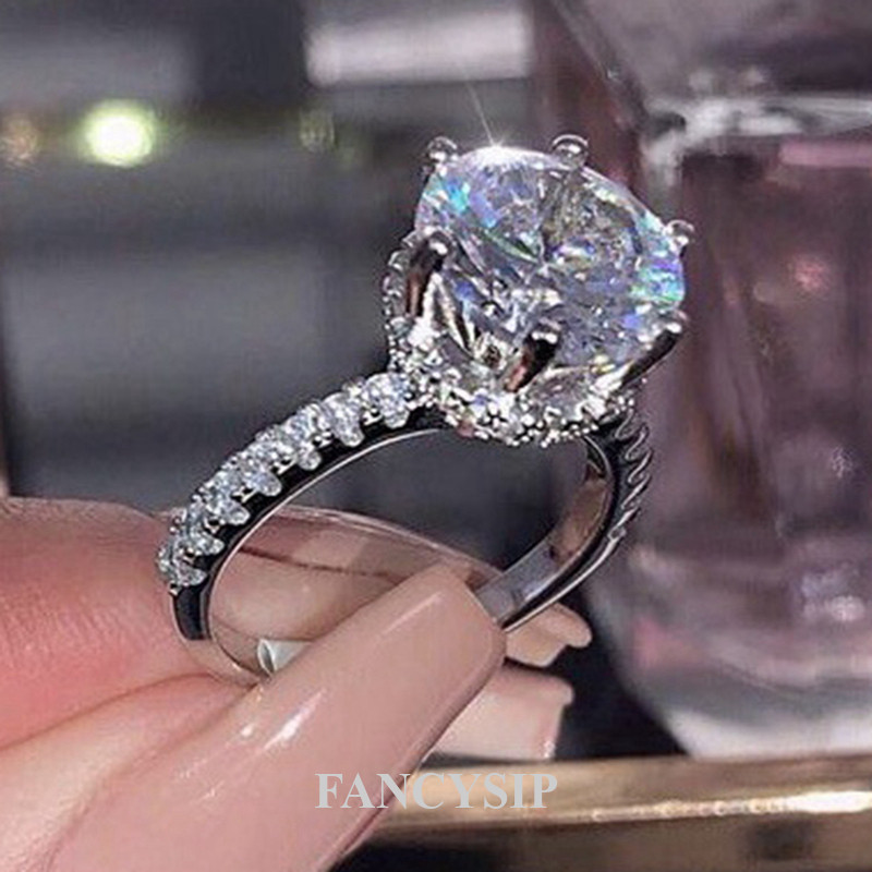 Anel De Diamante Moissanite Elíptico Com Corte Em Formato Especial Completo